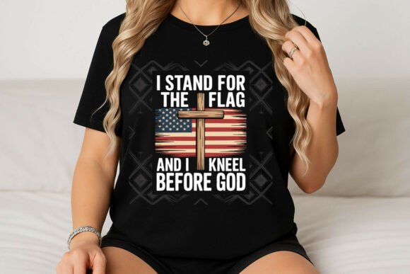 American Flag Cross Graphics for T-Shirt Designs
