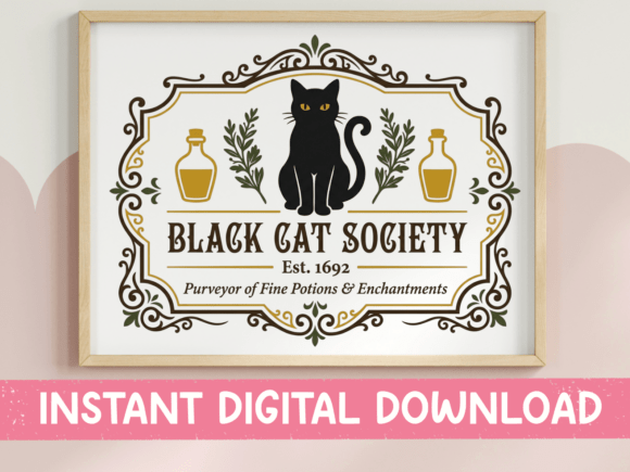 Black Cat Society Apothecary SVG PNG for Graphics & T-Shirt Designs