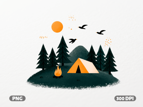 Camping Adventure Forest PNG for Graphics & T-Shirt Designs