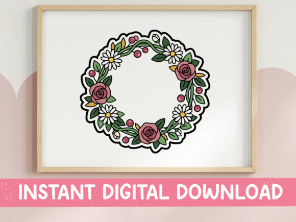 Floral Wreath Roses & Daisies Graphics for T-Shirts