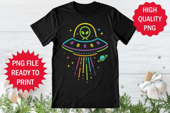 Funny Space Ship Line Art: Graphics for T-Shirt Designs