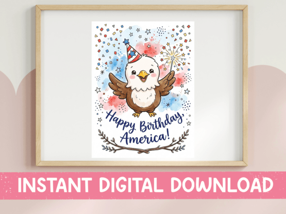 Happy Birthday America Eagle: Graphics for T-Shirt Designs