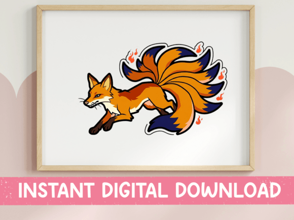 Nine Tails Fox Sticker: Bold Graphics for T-Shirt Designs