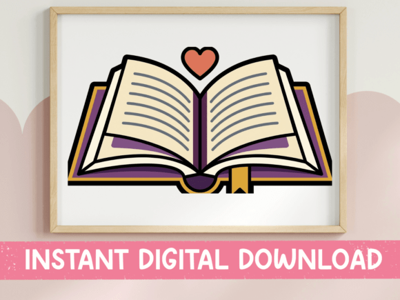 Open Book with Heart Sticker: Graphics for T-Shirt Designs