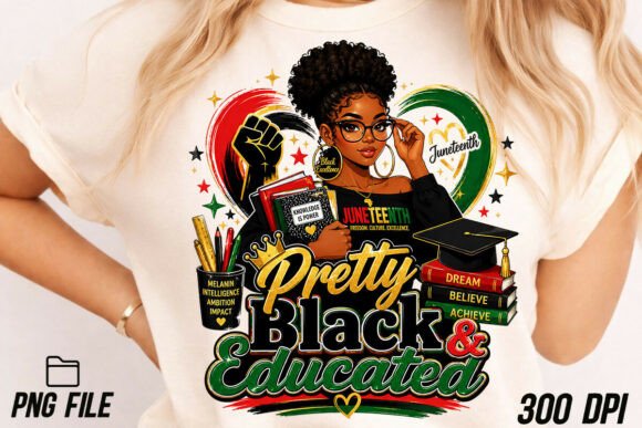 Pretty Black Educated Girl Juneteenth Graphics & T-Shirt Designs