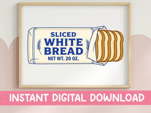 Sliced White Bread Line Art Print: Graphics for T-Shirt Designs
