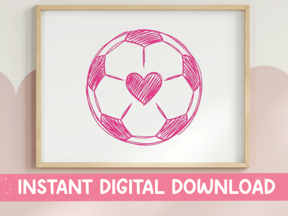 Soccer Ball Heart SVG PNG Pink: Graphics for T-Shirt Designs