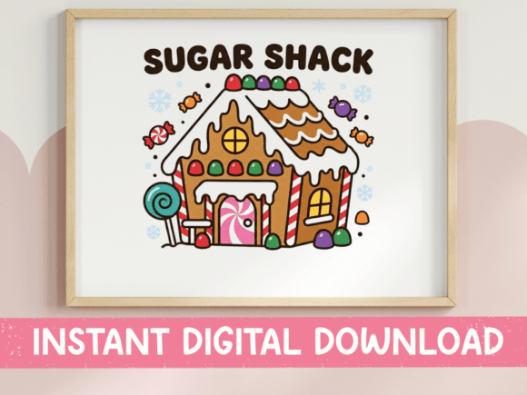 Sugar Shack Gingerbread House Christmas Graphics for T-Shirt Designs